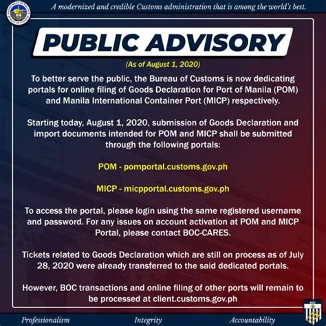 boc portal micp|Bureau of Customs.